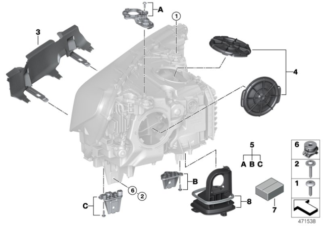 2019 BMW 740i Single Components For Headlight Diagram