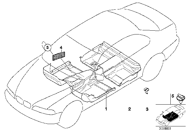 1998 BMW 528i Floor Covering Diagram