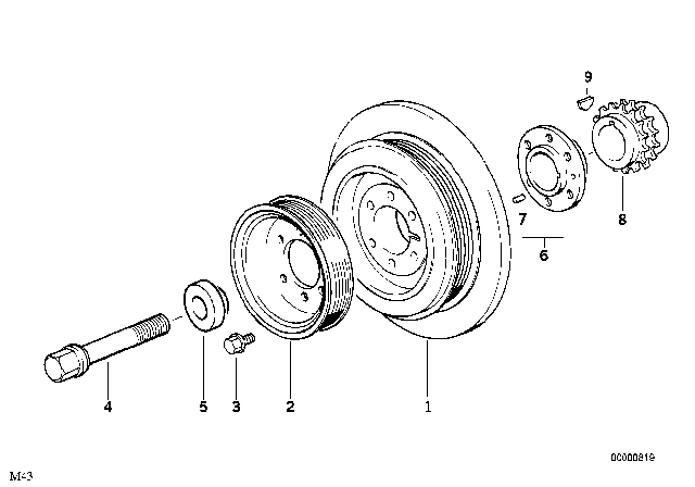 1993 BMW 318i Pulley Diagram for 64551739429