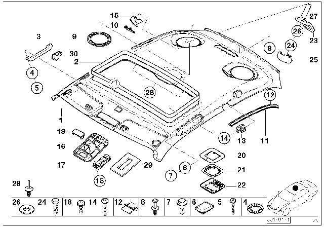 2000 BMW Z3 Handle Front - Its Diagram for 51162699050