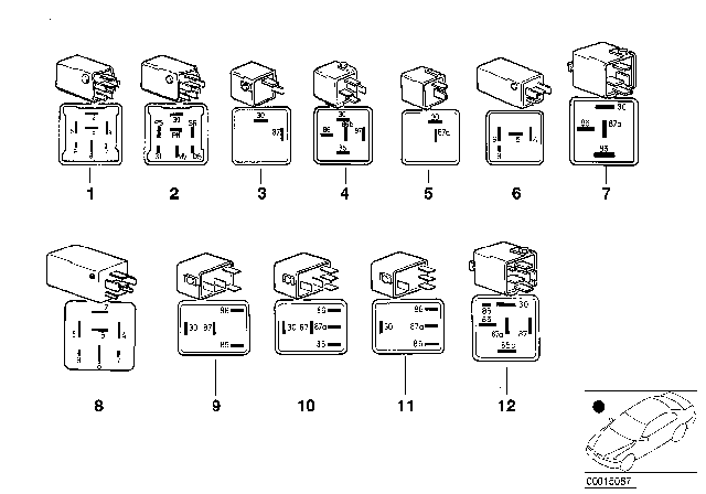 1992 BMW 850i Coupe(E31) Various Relays And Modules Diagram