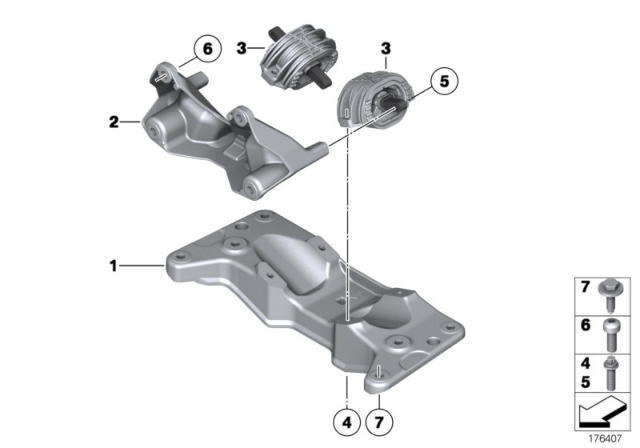 2015 BMW 650i Gran Coupe Gearbox Supporting Bracket Diagram for 22326775909