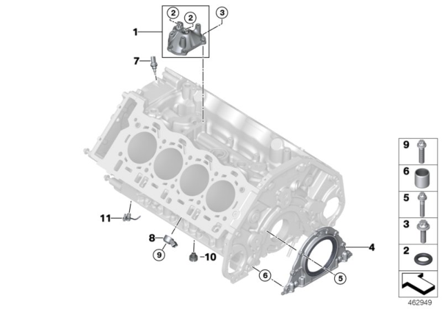 2017 BMW Alpina B7 Engine Block & Mounting Parts Diagram 2