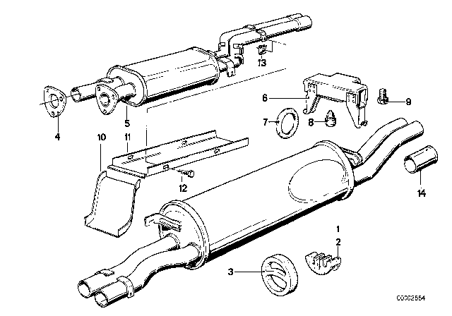 1978 BMW 633CSi Cooling / Exhaust System Diagram 1