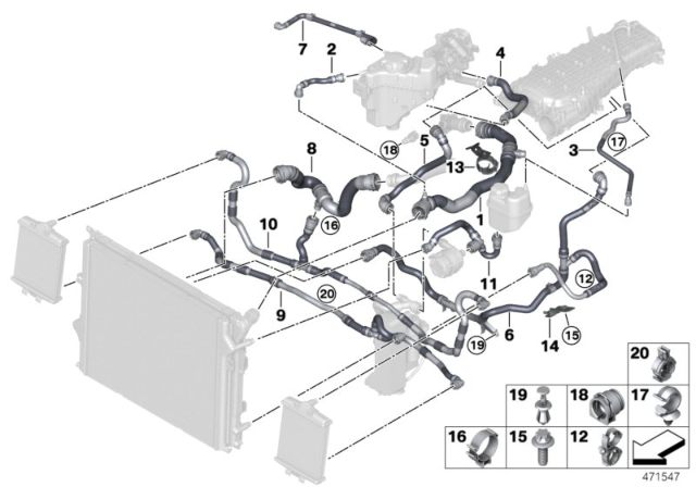 2020 BMW M240i Cooling System Coolant Hoses Diagram 2