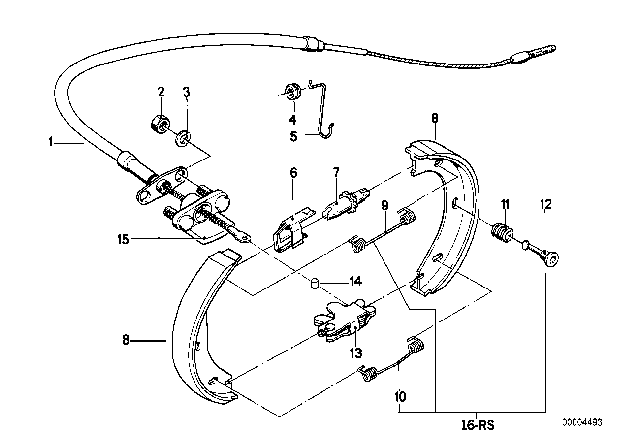 1975 BMW 530i Hand Brake Bowden Cable Diagram for 34411118583