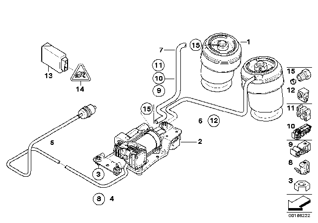 2013 BMW X6 Levelling Device, Air Spring And Control Unit Diagram