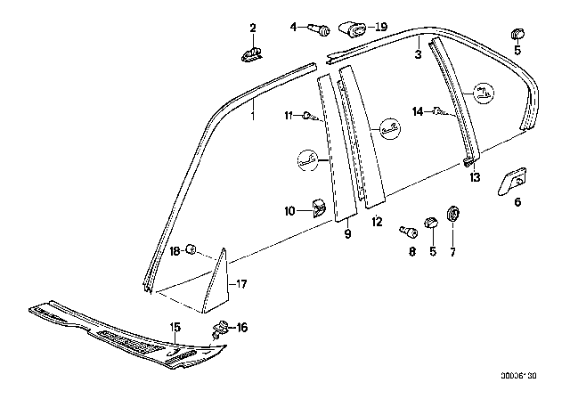 1994 BMW 540i Molding Right Diagram for 51132232442