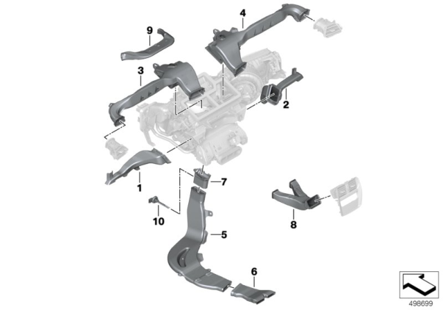 FOOTWELL VENT DUCT, RIGHT Diagram for 64226805554