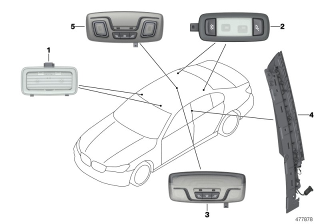 2016 BMW 740i Various Interior Lights Diagram 1