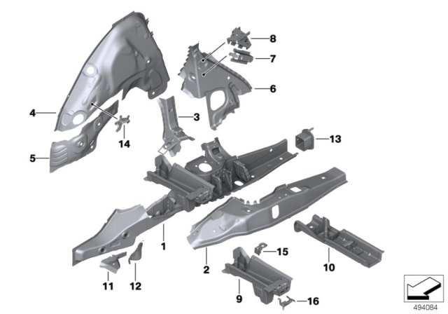 2019 BMW X4 Rear Wheelhouse / Floor Parts Diagram