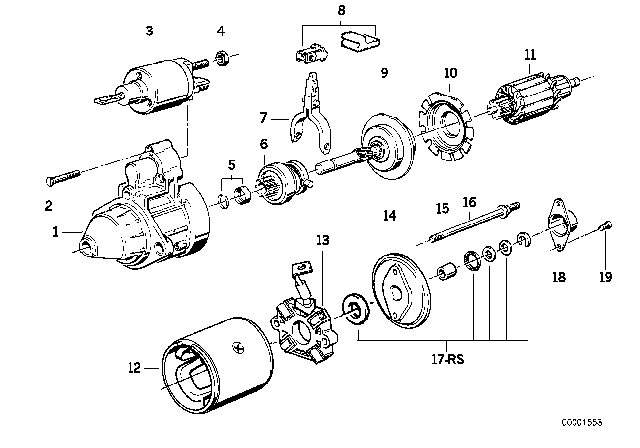 1998 BMW 323i Starter Parts Diagram