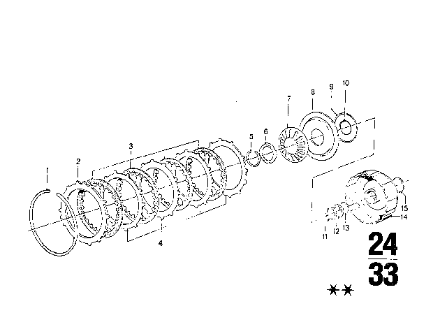 1976 BMW 3.0Si Backup Ring Diagram for 24231215423
