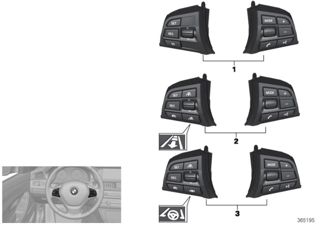 2016 BMW 640i xDrive Switch, Steering Wheel Diagram 1