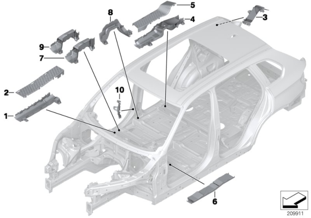 2012 BMW X5 M Wiring Harness Covers / Cable Ducts Diagram