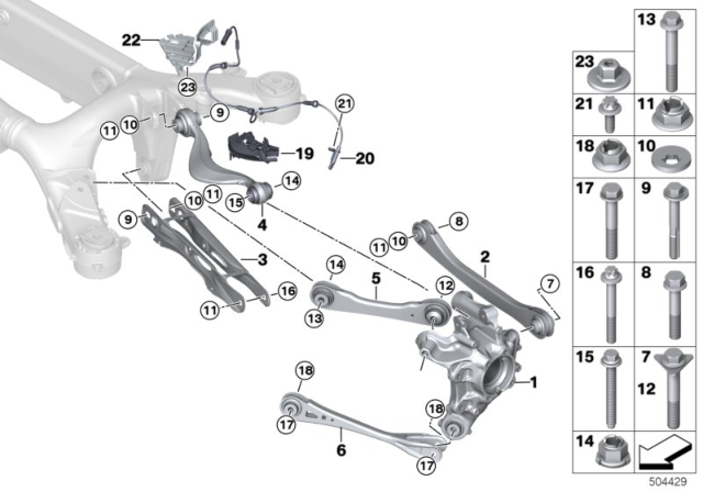 2020 BMW M8 WHEEL CARRIER, REAR RIGHT Diagram for 33308073924