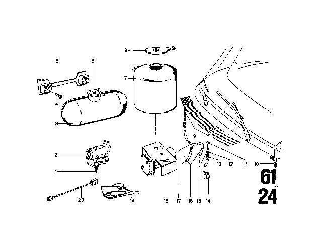 1976 BMW 2002 Windshield Cleaning System Diagram
