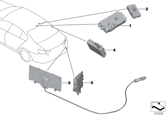 2019 BMW 540i Component Parts, Aerial System Diagram