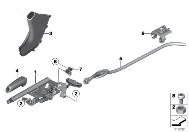 2014 BMW 428i Handbrake Lever Diagram