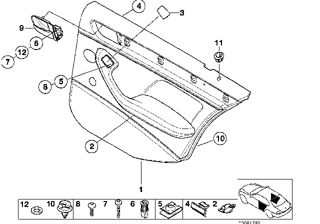1999 BMW 323i Door Trim Panel, Rear, Right Diagram for 51428224610