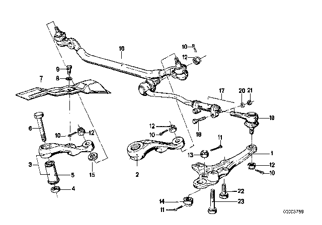 1981 BMW 733i Center Tie Rod Assembly Diagram for 32211128366