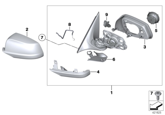 2012 BMW 650i Set Of Covers Mirror Baseplate Diagram for 51167266419