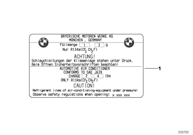 2013 BMW X6 Label, Coolant Diagram