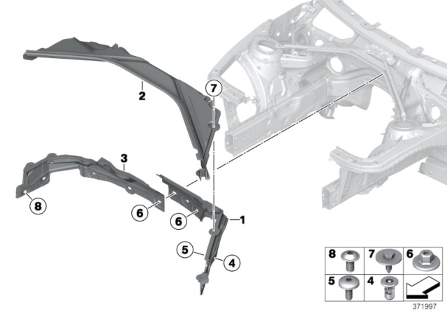 2015 BMW 428i Mounting Parts, Engine Compartment Diagram 1