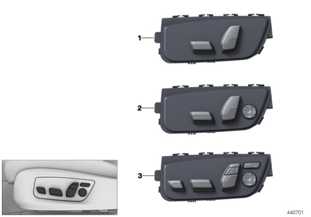 2020 BMW 740i xDrive Seat Adjustment Switch Diagram 1