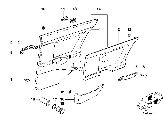1993 BMW 325i Right Handle Diagram for 51428182620