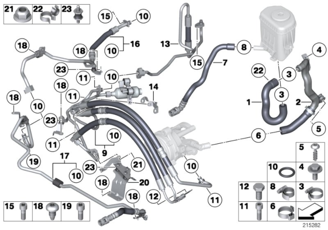 2013 BMW 550i Power Steering / Oil Pipe Diagram 1