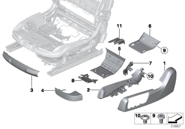 2013 BMW 650i xDrive TRIM, SEAT OUTER RIGHT Diagram for 52107269676