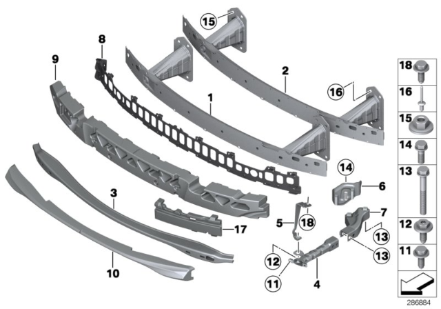 2009 BMW 128i Impact Absorber, Top Diagram for 51117263127