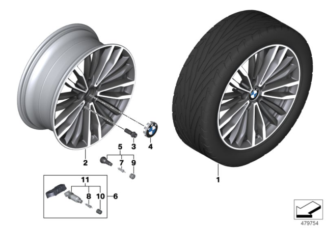 2017 BMW 330e BMW LA Wheel, Multi-Spoke Diagram 1