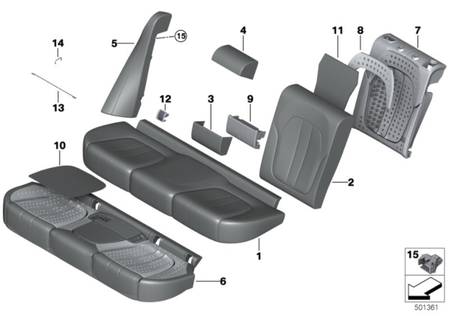 2020 BMW X5 BASIC BACKREST LEATHER COVER Diagram for 52205A055E2