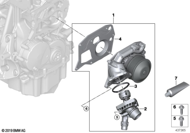 2017 BMW i8 Water Pump - Thermostat Diagram