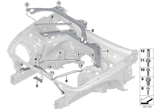2018 BMW 530i Brace For Body Front End Diagram