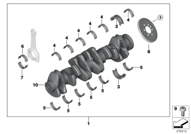 2004 BMW M3 Engine Connecting Rod Bearing Diagram for 11247835439