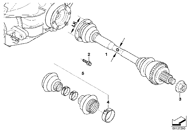 2001 BMW 325xi Output Shaft With Bearing Ball Cage Diagram