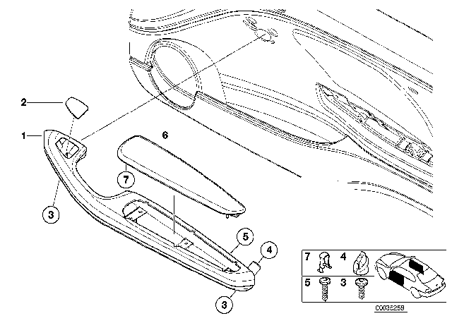 2002 BMW M3 Armrest, Aluminium, Front Left Diagram for 51417895823