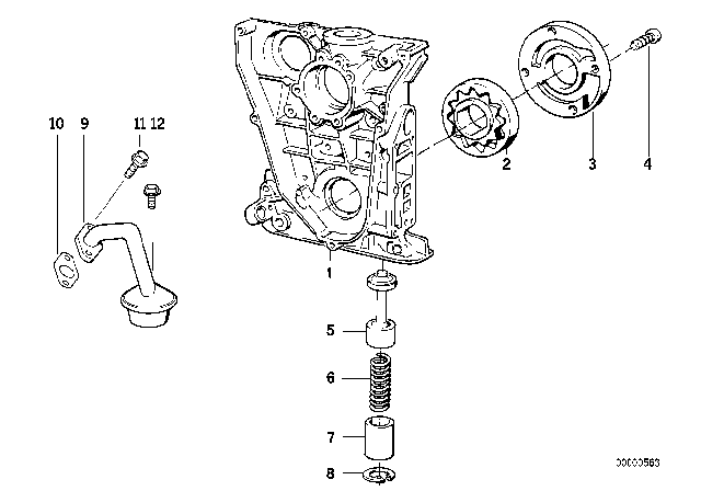 1995 BMW 318ti Oil Pump Cover Diagram for 11141714613