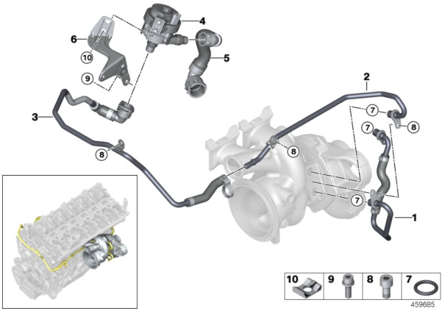 2020 BMW M240i Cooling System, Turbocharger Diagram