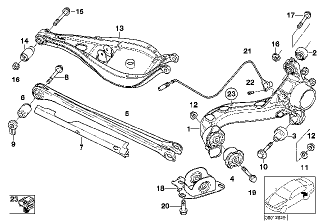 2005 BMW M3 Rear Axle Support / Wheel Suspension Diagram