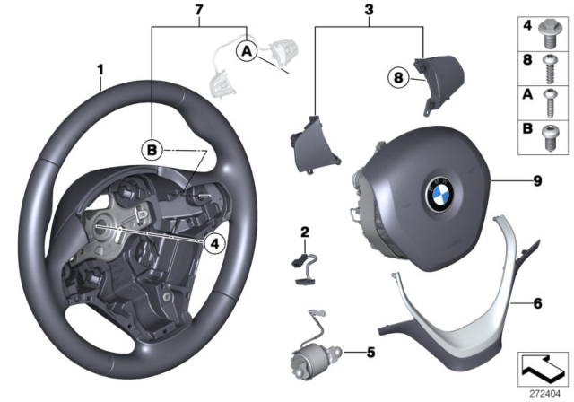 2016 BMW 340i Airbag Sports Steering Wheel Diagram