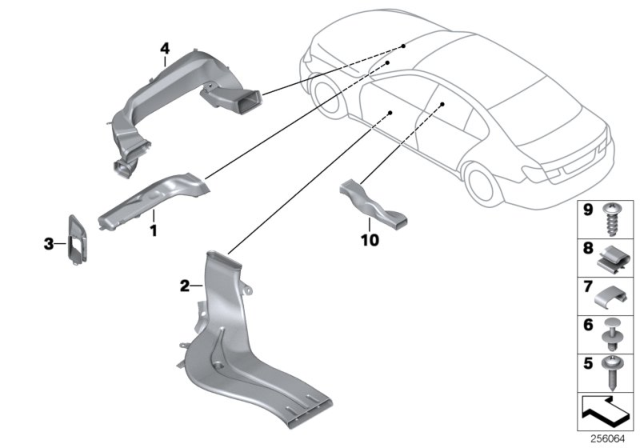 2007 BMW 750Li Defroster Nozzle Right Diagram for 64116912538