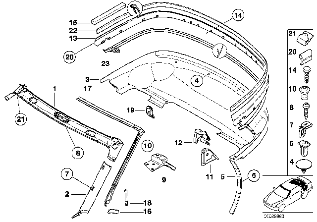2002 BMW Z3 M Interior Body Trim Panel Diagram