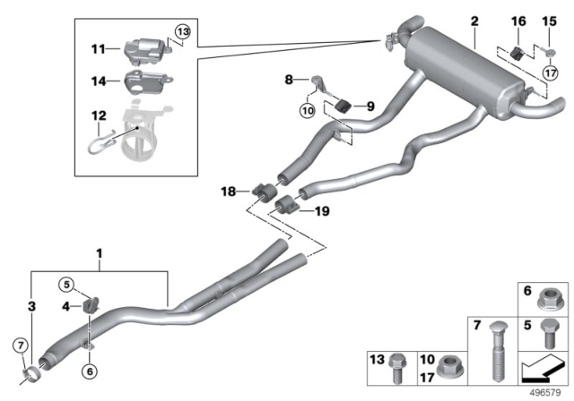 2020 BMW M340i xDrive REAR MUFFLER WITH EXHAUST FL Diagram for 18307933845