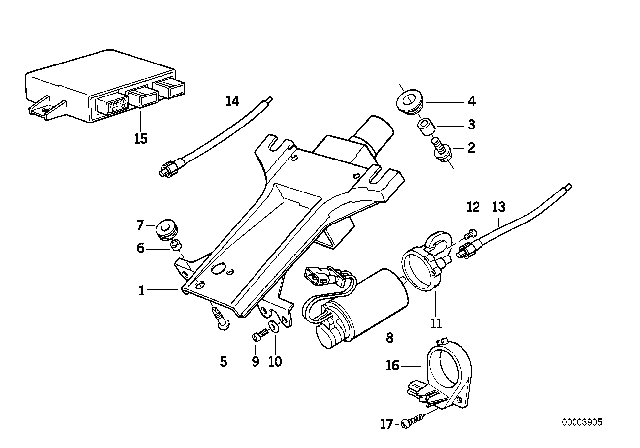 1990 BMW 535i Steering Column - Electrical Adjust. / Single Parts Diagram