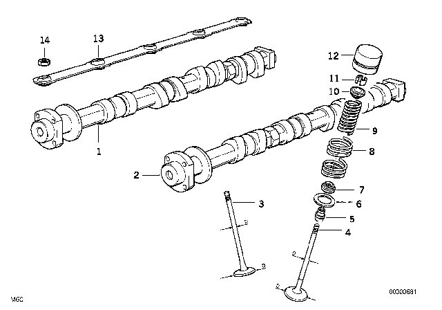 1993 BMW 740i Hydraulic Valve Lifter Diagram for 11321734341