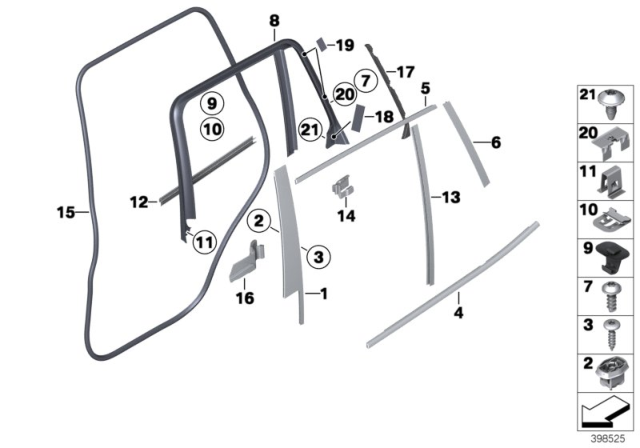 2013 BMW X3 Trims And Seals, Door Diagram 2